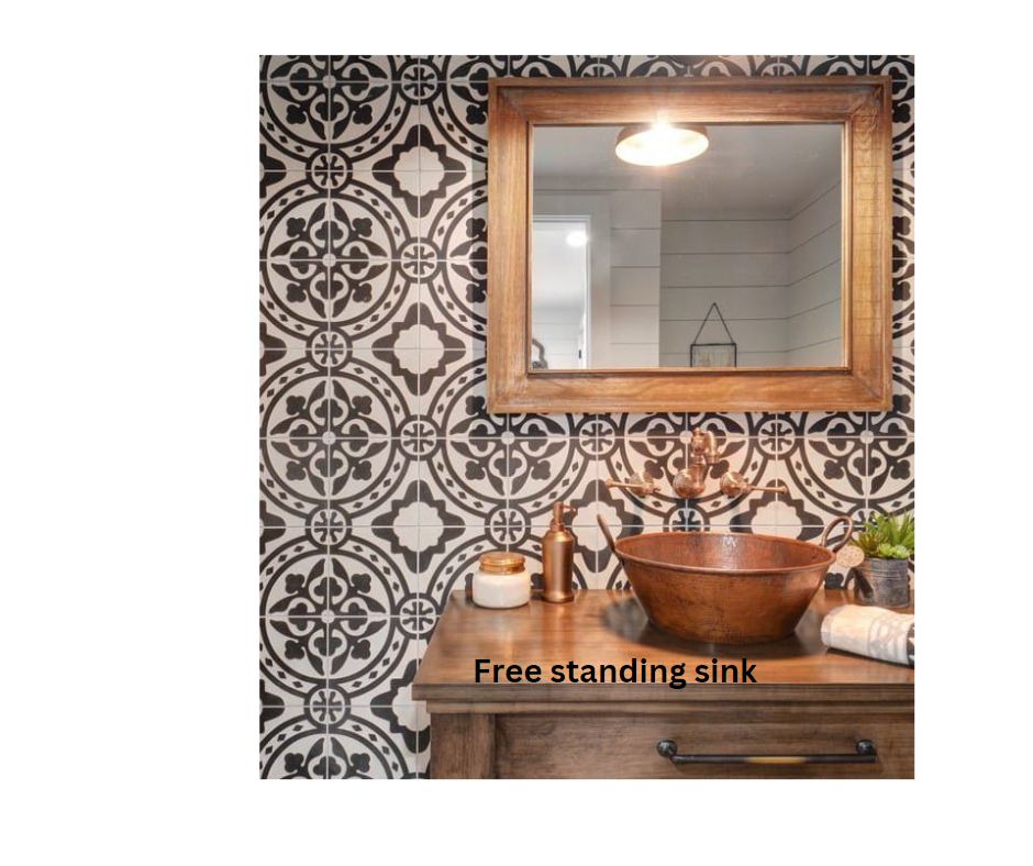 Image free standing copper bathroom sinks. 