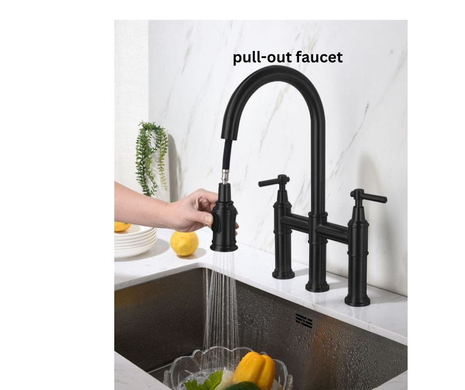 pull-out black kitchen faucet.