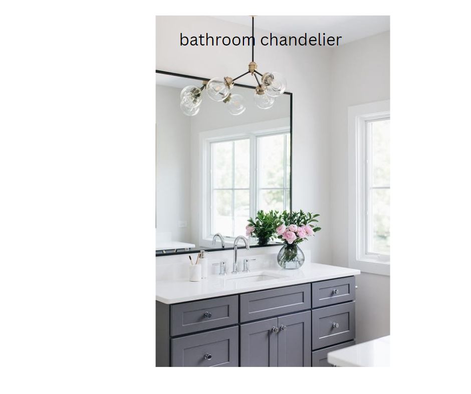 Bathroom chandelier as an example of chrome bathroom light fixtures.